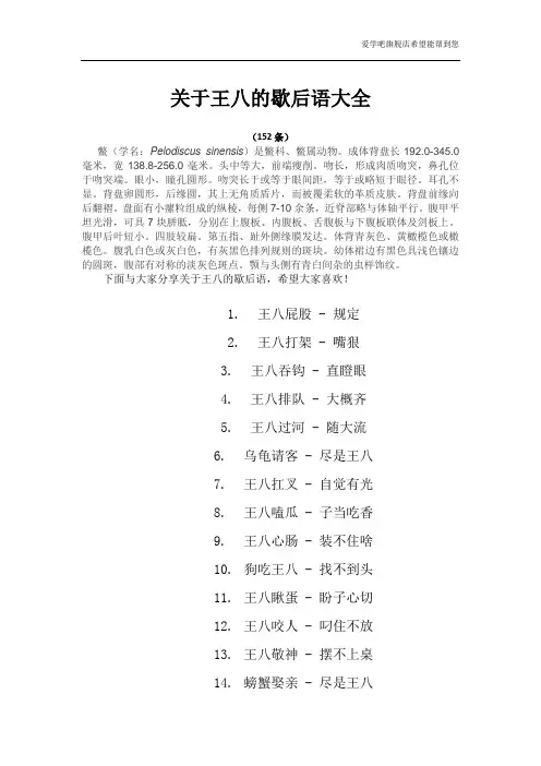 关于王八的歇后语大全