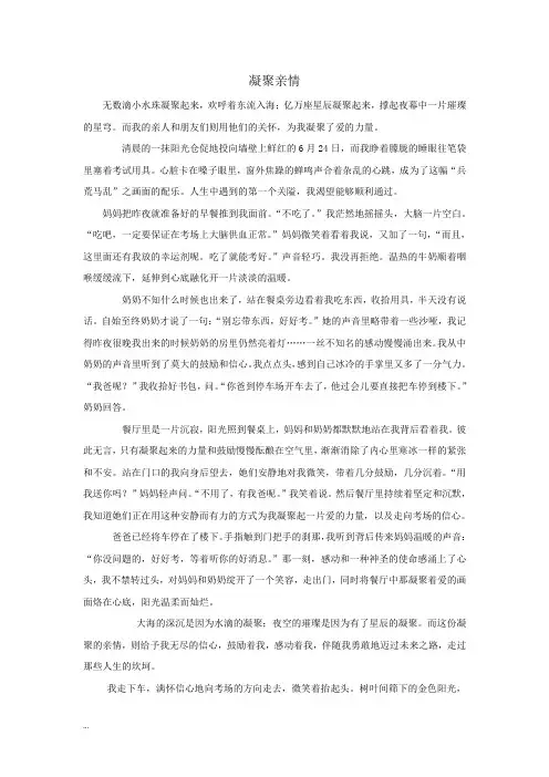 中考亲情满分作文汇总 2