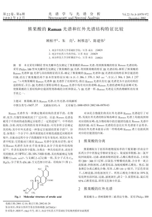 熊果酸的Raman光谱和红外光谱结构特征比较
