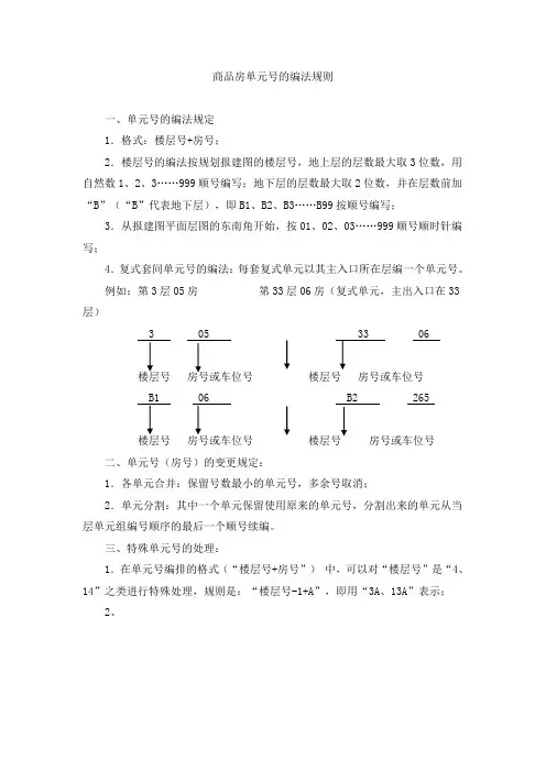 商品房单元号的编法规则