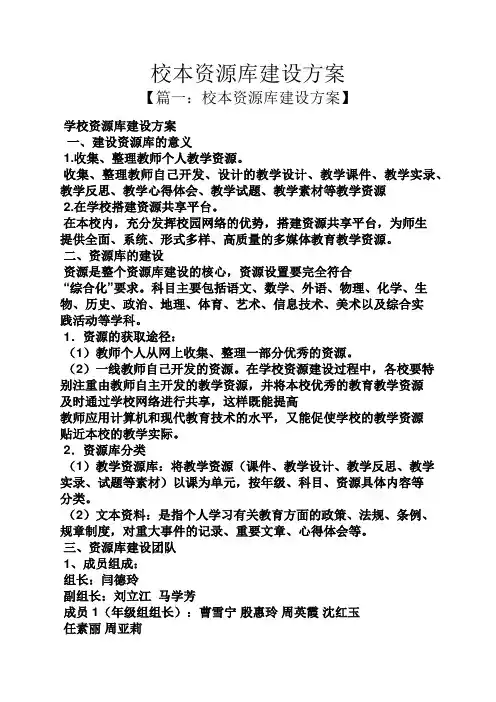 活动方案之校本资源库建设方案