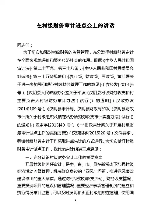 审计进点会讲话