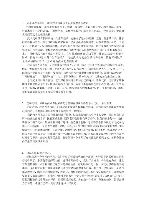 武术心得体会