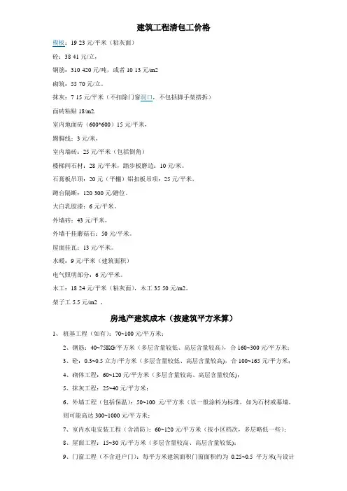 建筑工程清包工价格-很难找到的,也很符合实际