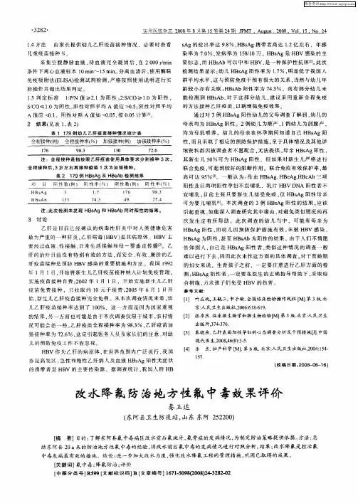 改水降氟防治地方性氟中毒效果评价