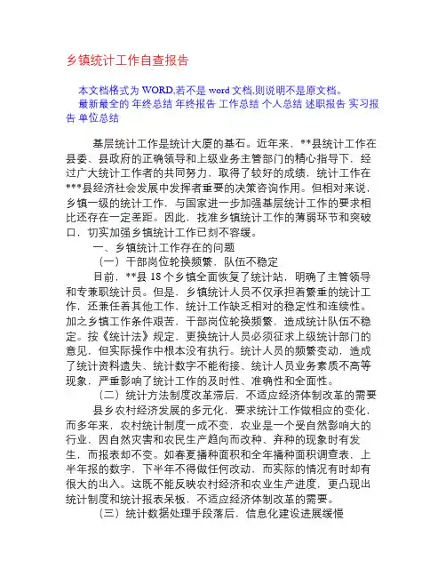 乡镇统计工作自查报告[工作汇报]