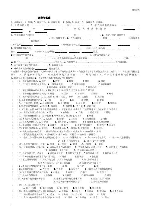 解剖学基础复习题