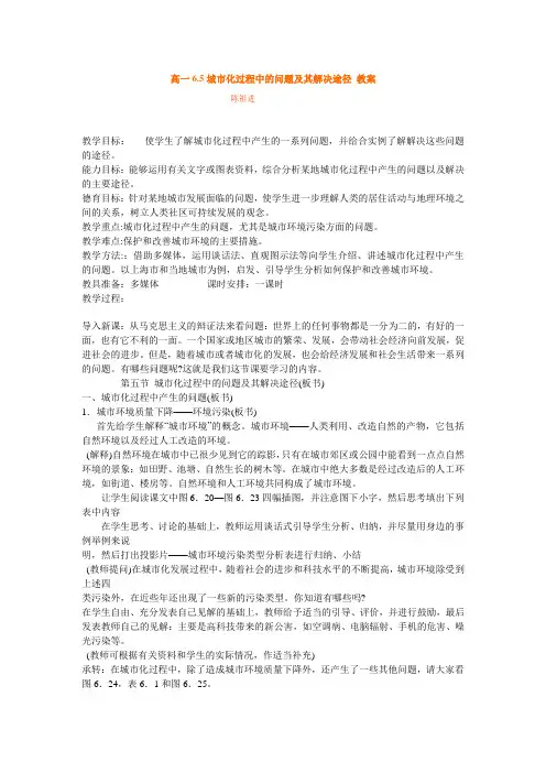 高一65城市化过程中的问题及其解决途径
