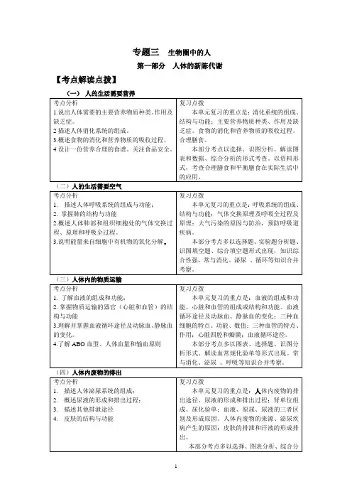 2013年初中生物会考复习之专题训练篇二(济南版)