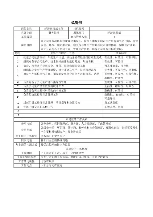 经济运行部岗位职责