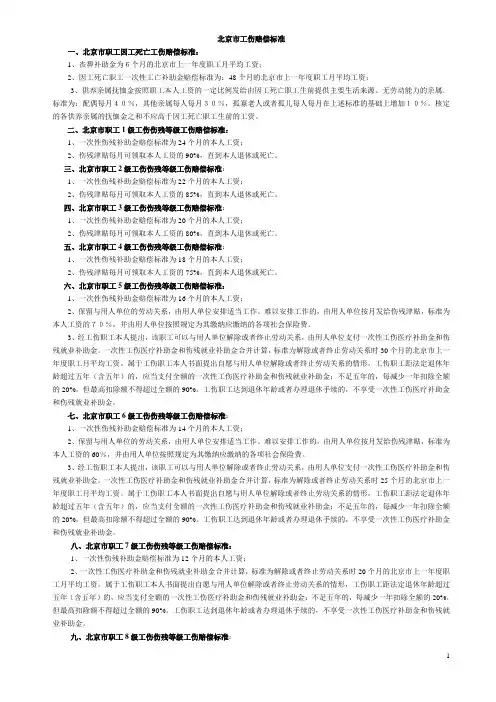 北京市工伤赔偿标准