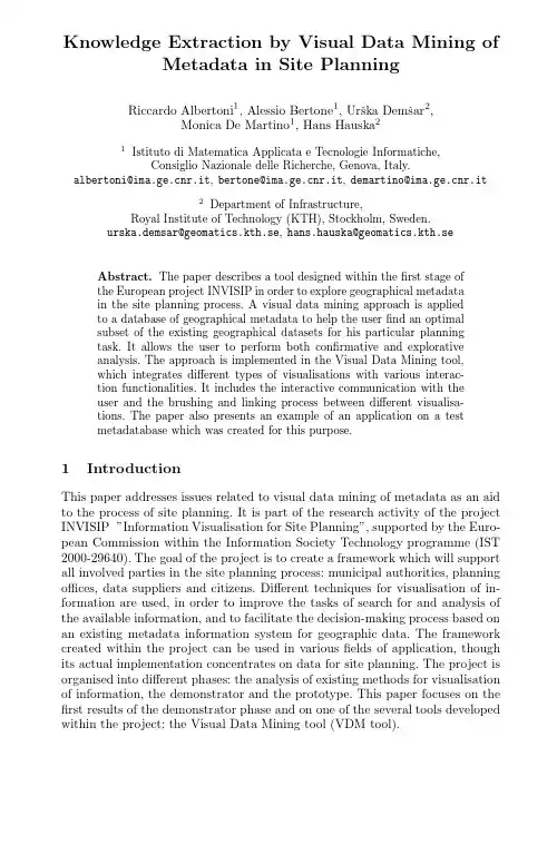 Knowledge Extraction by Visual Data Mining of Metadata in Site Planning
