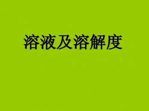 九年级下册化学溶液与溶解度