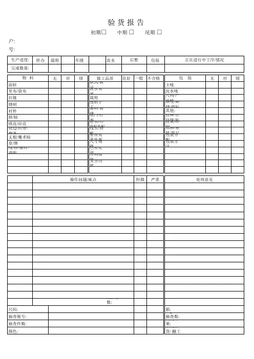 服装验货报告样板