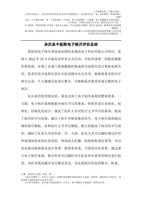 电子病历评估总结