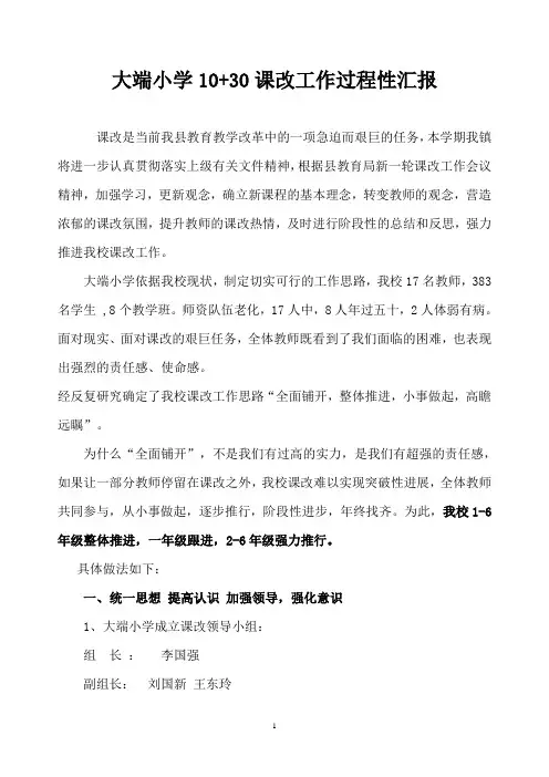 大端小学课改工作过程性汇报66(1)