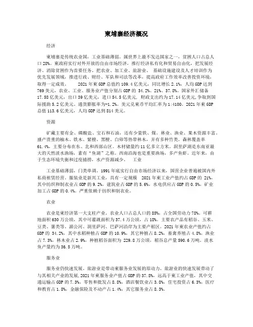 柬埔寨经济概况