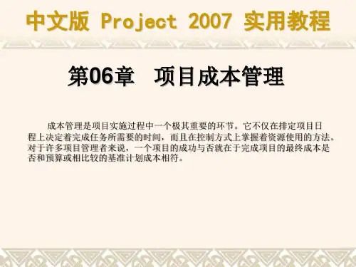 project项目成本管理教程