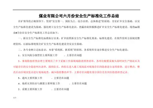 煤矿安全生产标准化的总结