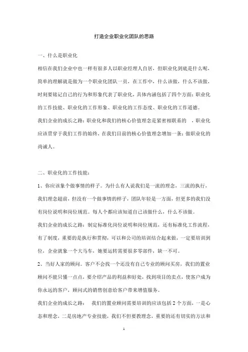 打造企业职业化团队的思路