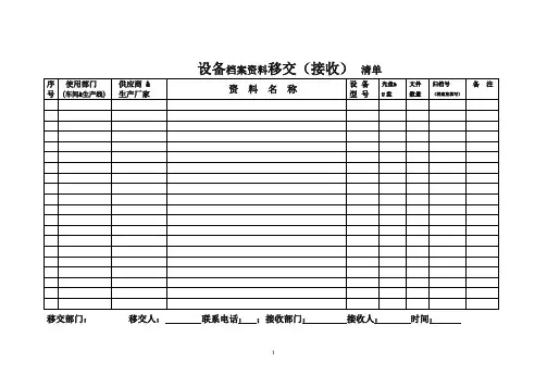 设备档案资料移交清单模板