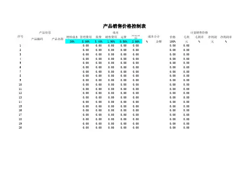 产品销售价格控制表