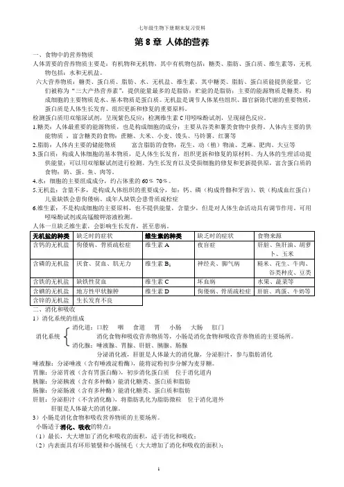 七年级下册生物复习资料