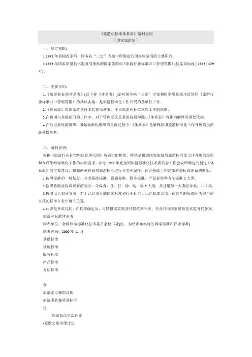 《旅游业标准体系表》编制说明