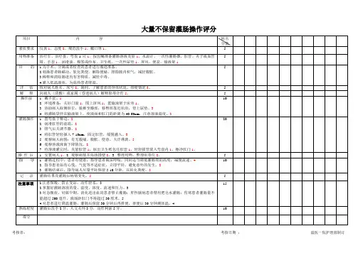 大量不保留灌肠操作评分