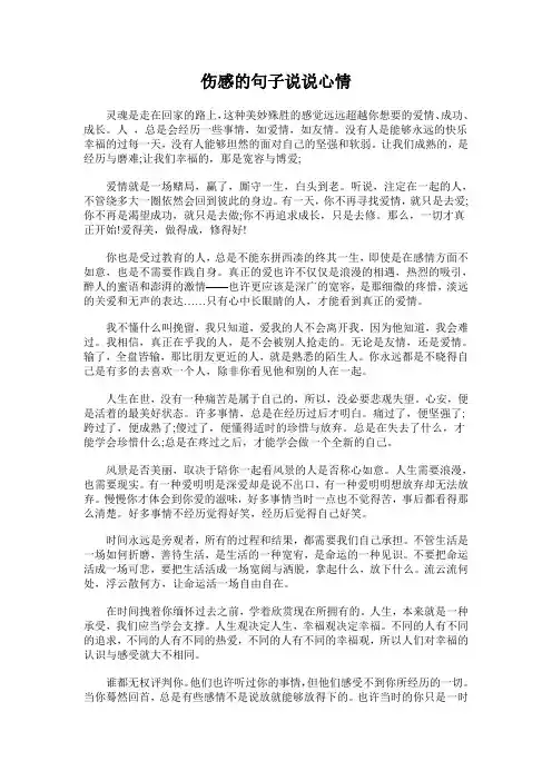 伤感的句子说说心情