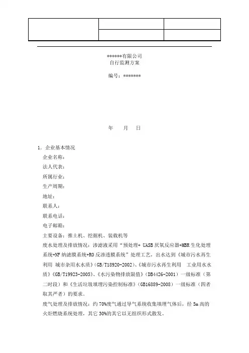 自行监测方案