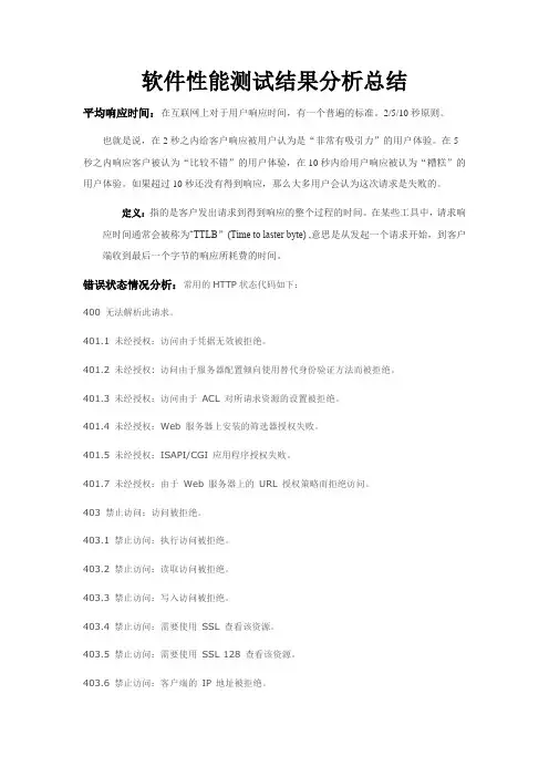 软件性能测试结果分析总结