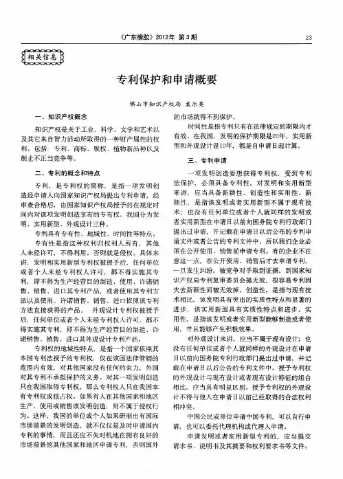 专利保护和申请概要