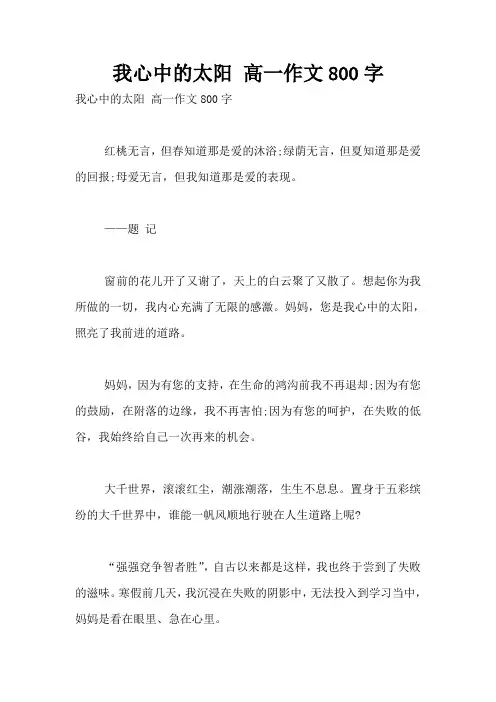 我心中的太阳 高一作文800字