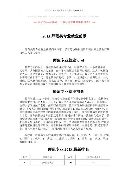 2018年201X师范类专业就业前景-word范文 (3页)