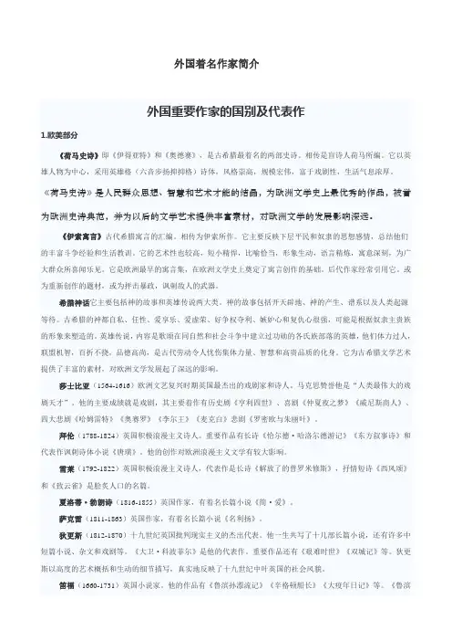 外国著名作家简介