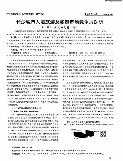 长沙城市入境旅游及旅游市场竞争力探析
