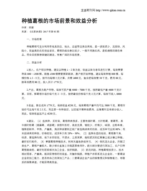 种植葛根的市场前景和效益分析