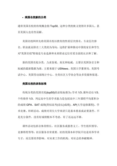 美国名校的录取标准