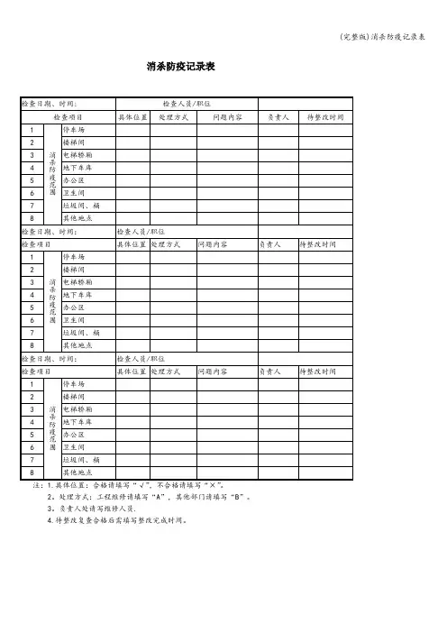 (完整版)消杀防疫记录表