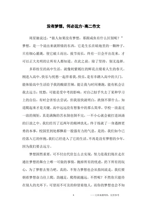 没有梦想,何必远方-高二作文