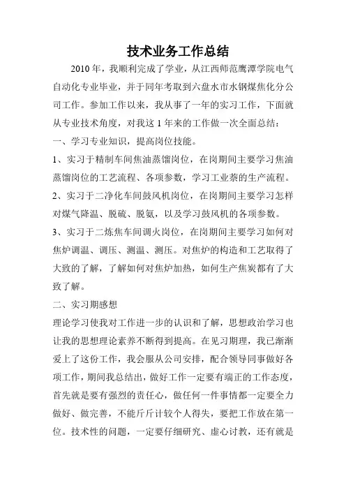 技术业务工作总结