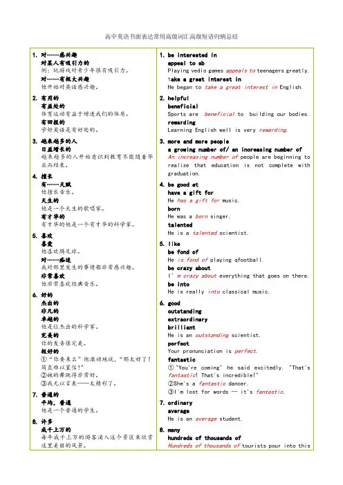 高中英语书面表达常用高级词汇高级短语归纳总结