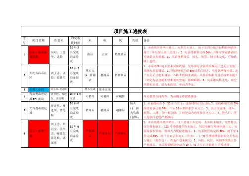项目施工进度表