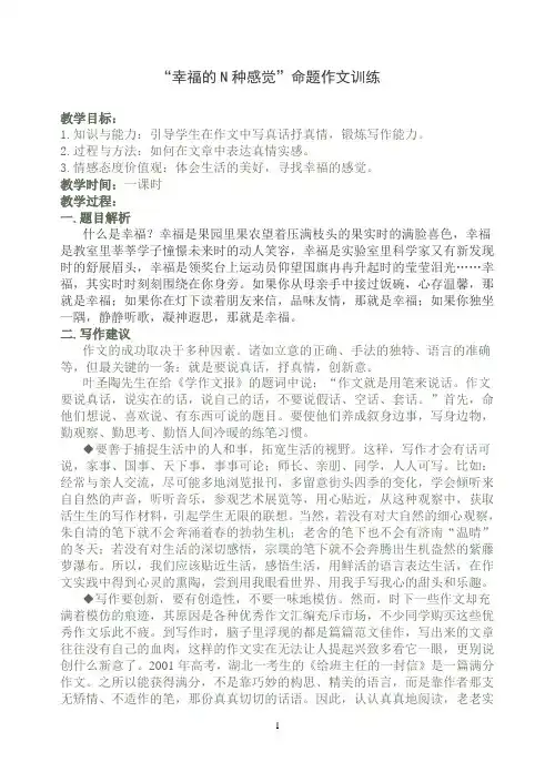 幸福的N种感觉作文教案