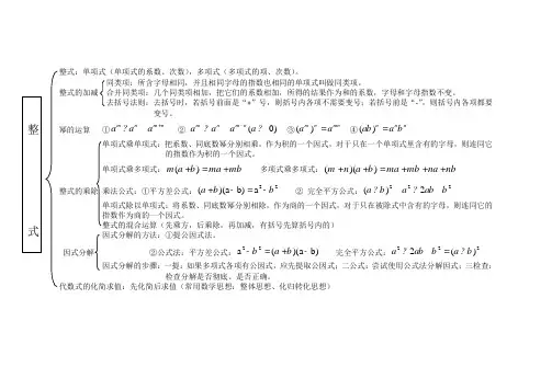 [2016中考数学复习]《整式》知识结构图