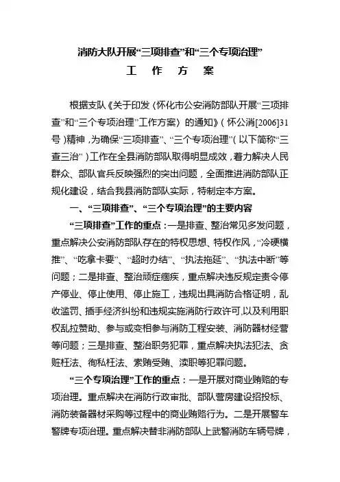 三项治理工作方案