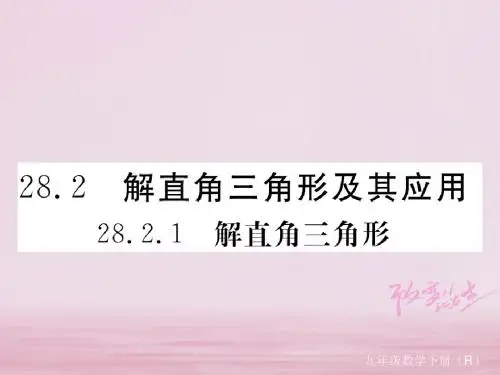 九年级数学下册第二十八章锐角三角函数28.2.1解直角三角形练习课件新版新人教版
