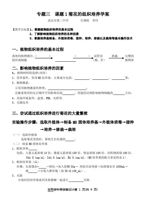 菊花的组织培养导学案