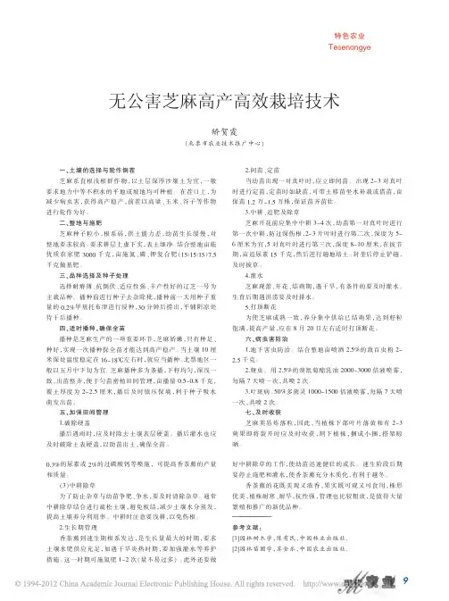 无公害芝麻高产高效栽培技术